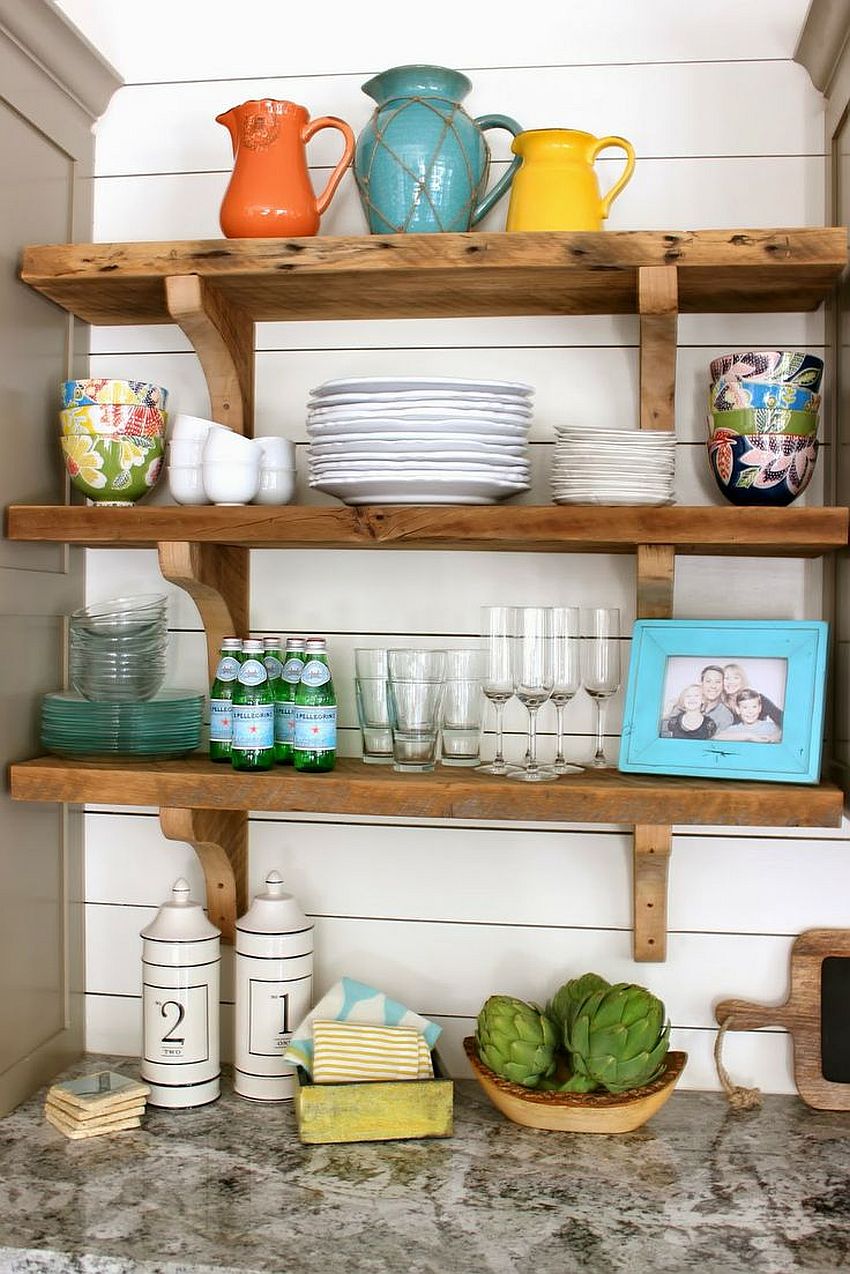 Rustic-wooden-shelves-bring-country-style-to-the-modern-kitchen