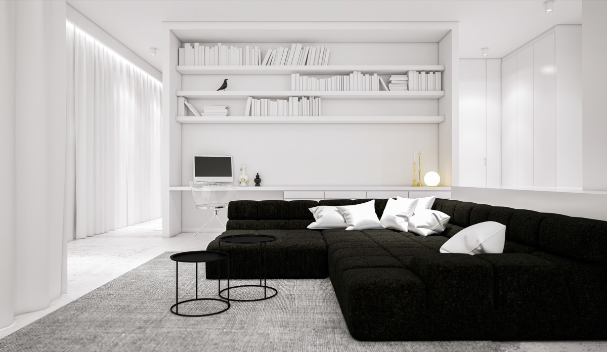 black-furniture-living-room-ideas-large-bookshelf-desk-study-area-round-end-tables-large-seating-area